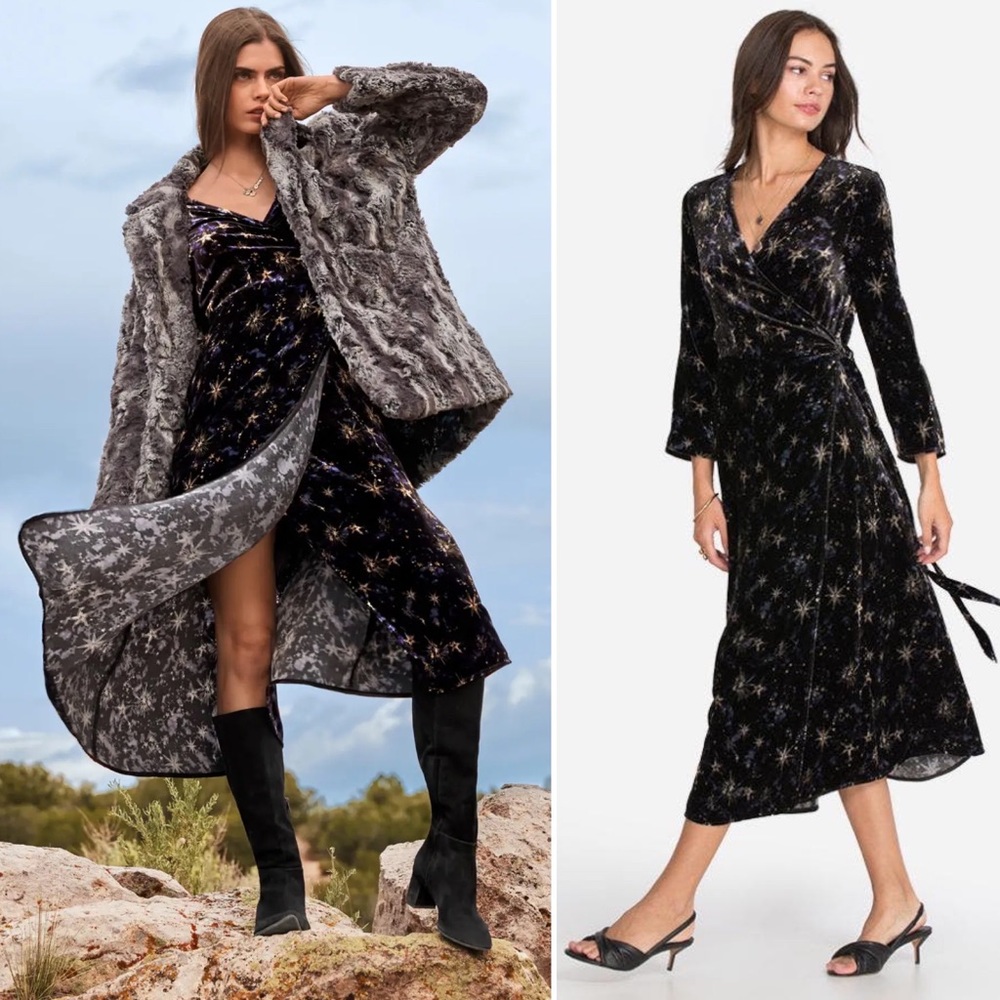 Johnny Was Stardust Velvet Wrap Dress
